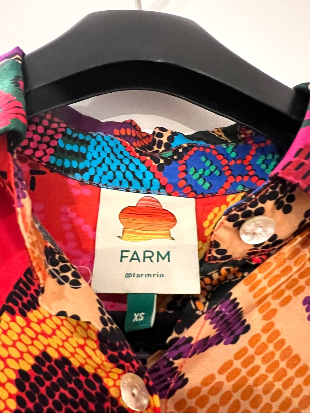 Farm Rio Multicolor Patchwork Print Shirt - Picture 4 of 5